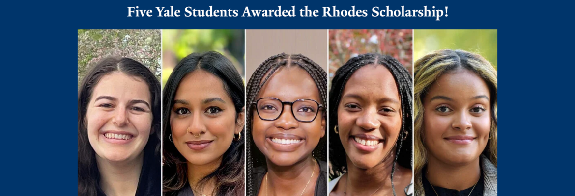 Four Yale College seniors and a scholar studying at Yale as a 2023-24 Henry Fellow have received prestigious Rhodes Scholarships. <a href="https://news.yale.edu/2023/11/13/five-yale-students-awarded-2024-rhodes-scholarships">Learn more</a>